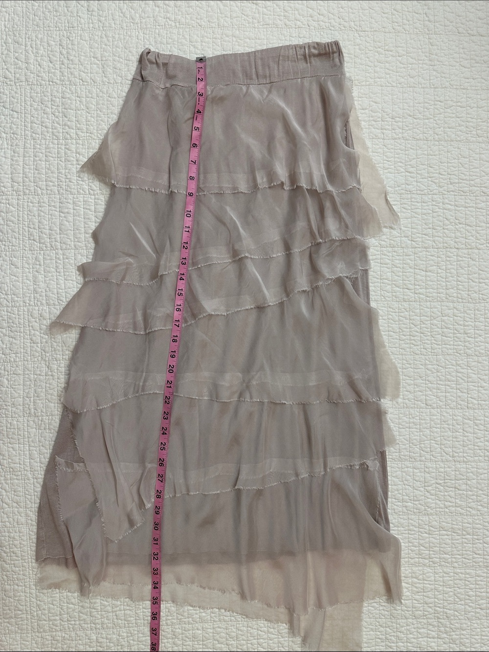 Tempo Paris Tiered Ruffled‎ Angled Silk Maxi Skirt Medium Fairycore Y2K - Picture 4 of 5
